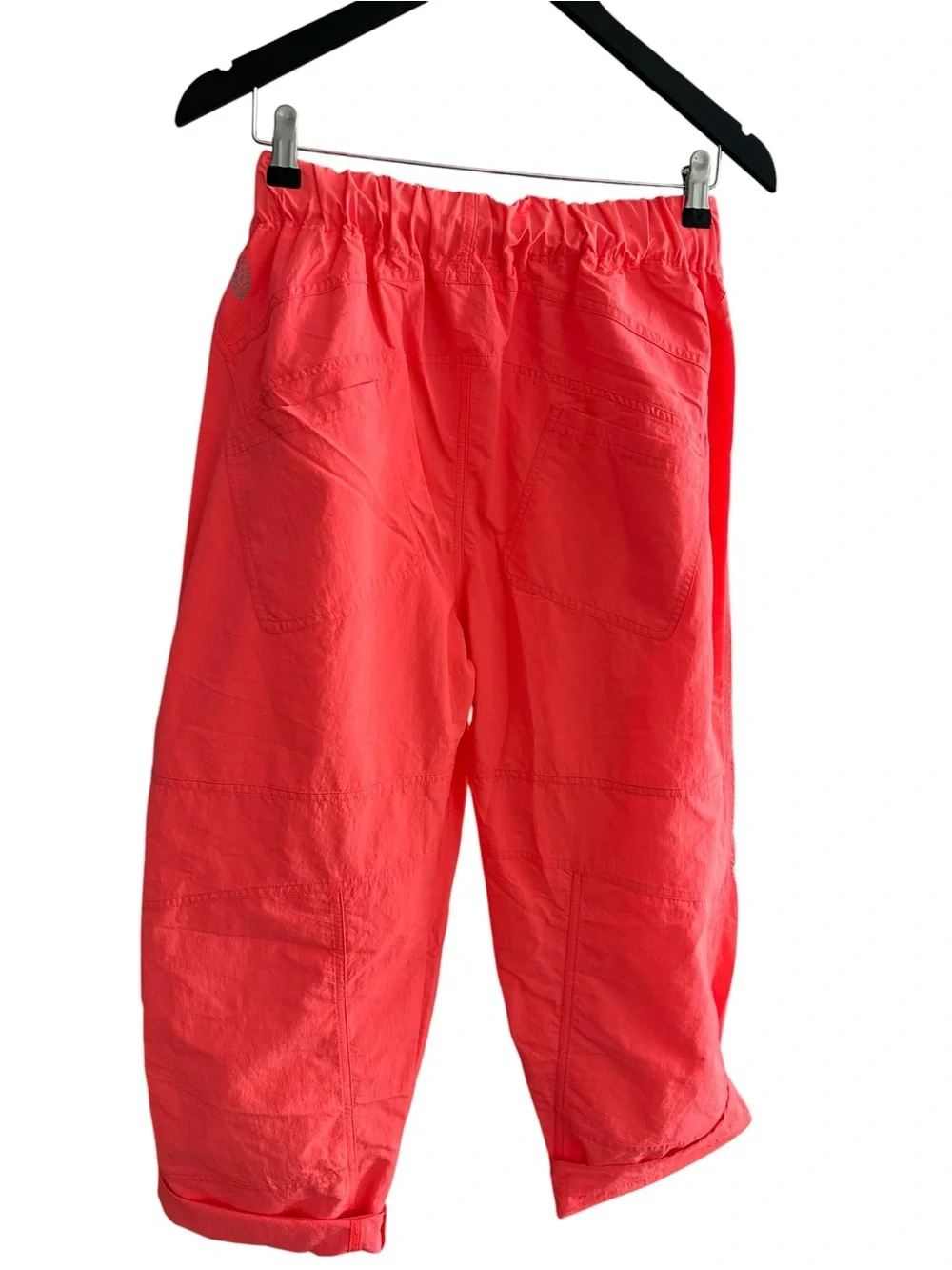 Free People Neon Coral Cropped Pull-On Pants